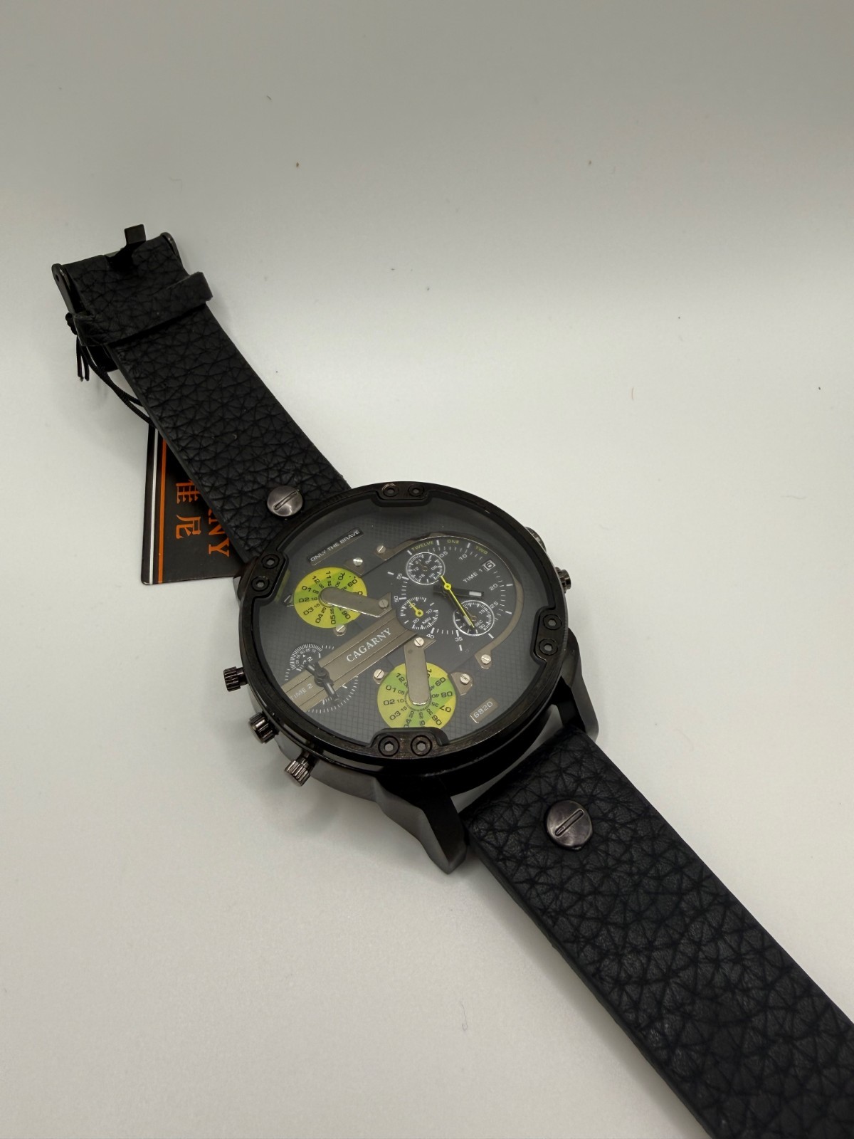 Cagarny 6820 Oversized Dual Time Zone Mens Quartz Watch Bold Statement Piece