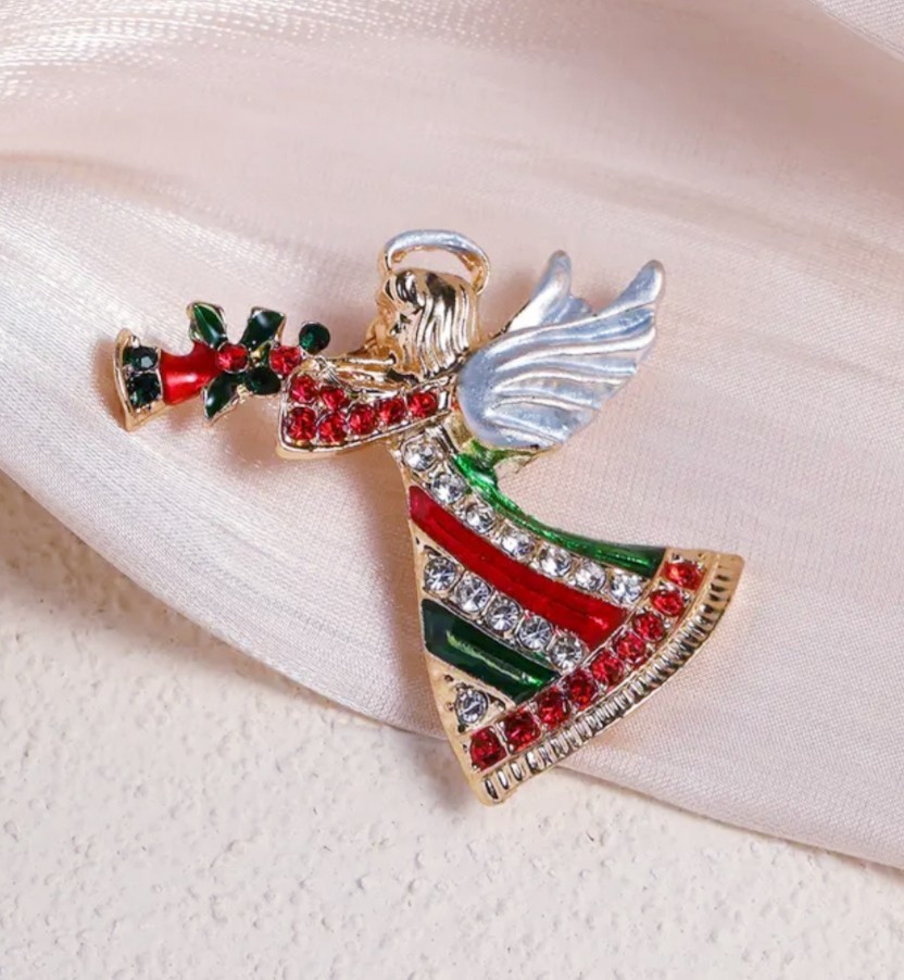 PINK ENAMEL ANGEL SILVER BROOCH PIN~MOTHERS DAY BIRTHDAY GIFT FOR HER MOM WIFE