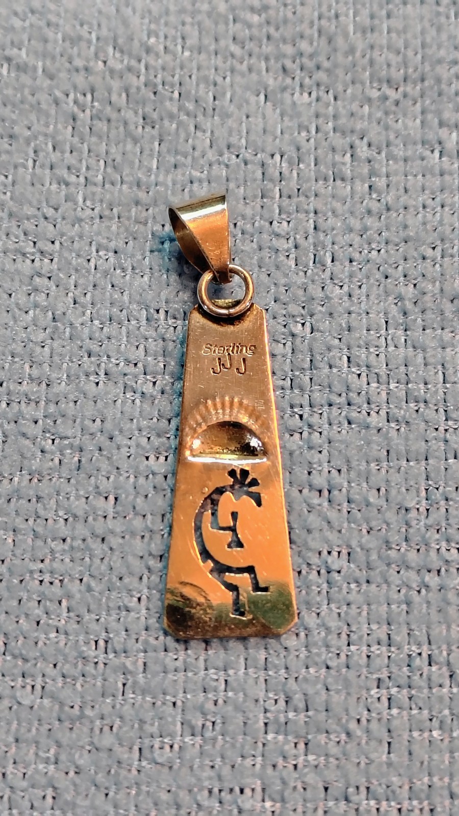 Vintage Navajo Sterling Silver Red Coral Kokopelli Pendant 46mm Signed JJJ 2.4g