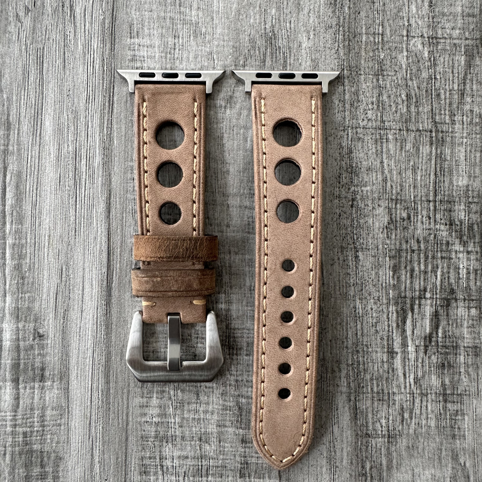 Leather Perforated Racing Rally Watch Strap Band For Apple Watch ULTRA 1 2 49mm