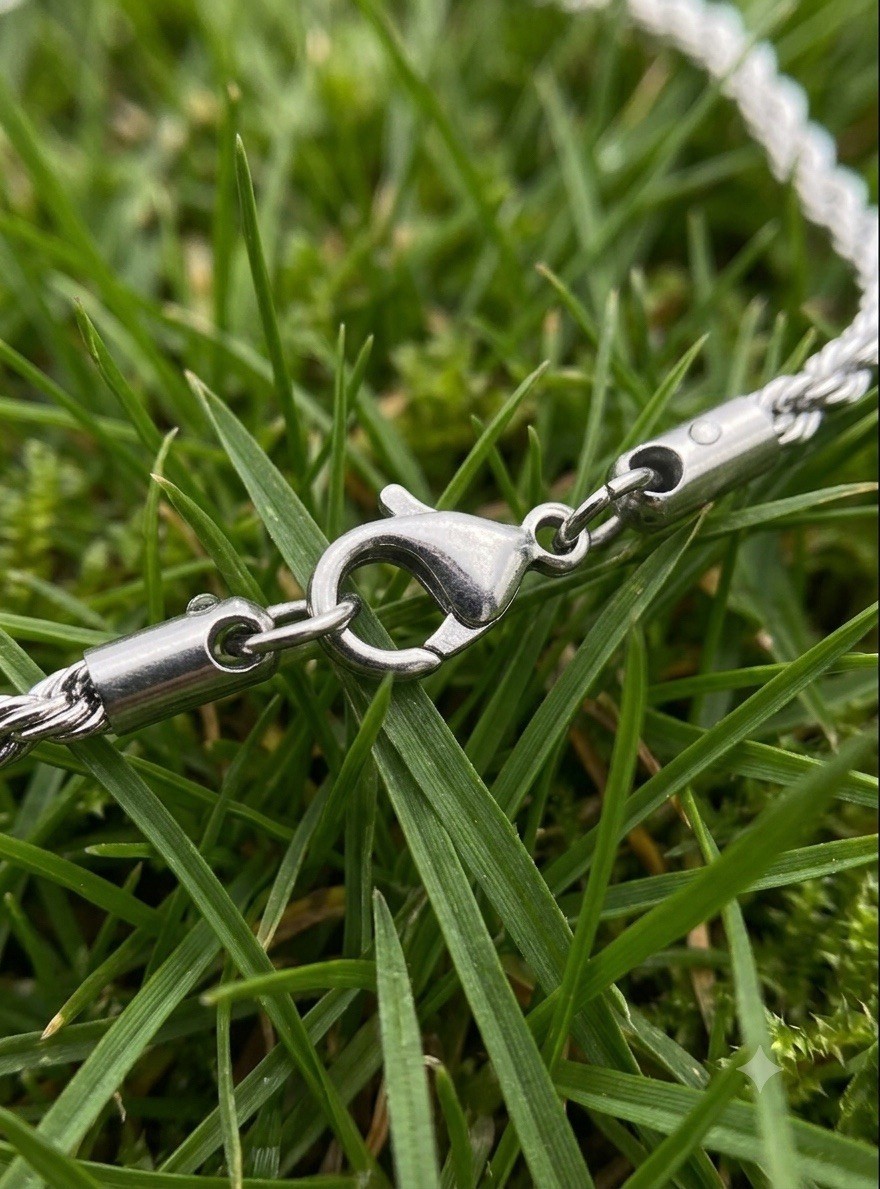 20 Inch Stainless Steel 3mm Rope Cross Pendant Chain