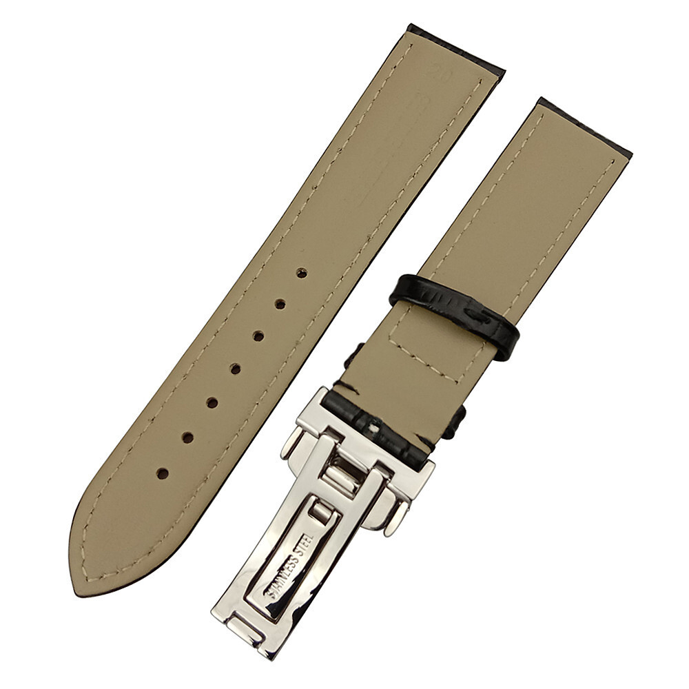 Black And Brown Genuine Leather Watch Strap Band 16 17 18 19 20 21 22 23 24mm