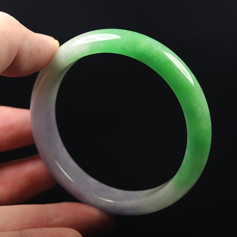 59mm Lavender Purple Green Jadeite Jade Bangle Bracelet Burma Jadeite 12511