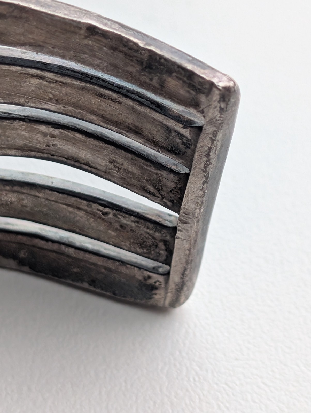 Vintage Mid-Century Silver and Turquoise SW Style, Hand-worked Cuff Bracelet