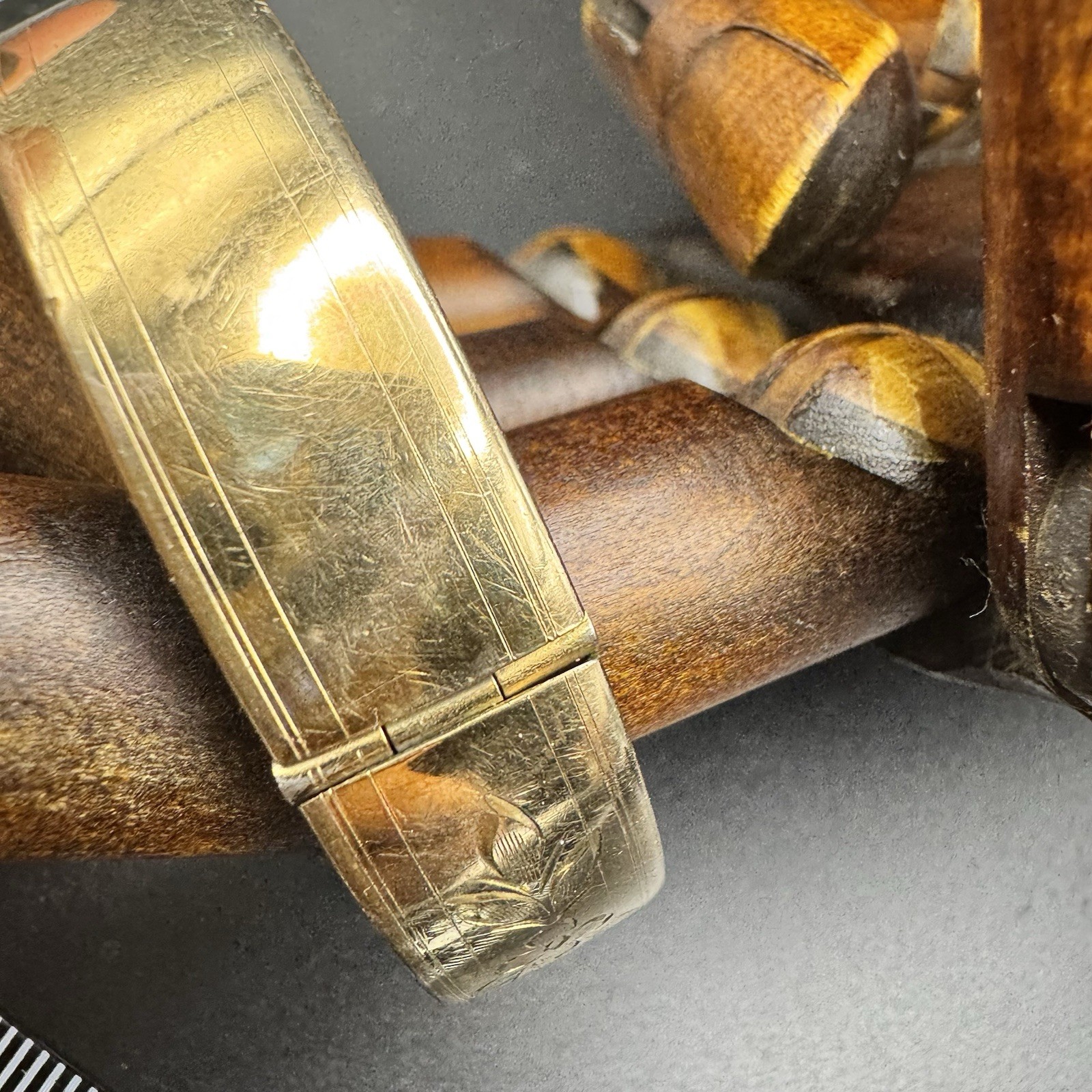 Vintage B.A. Ballou Gold Overlay Floral Hinged Bangle Bracelet 22.4g BAB Overlay