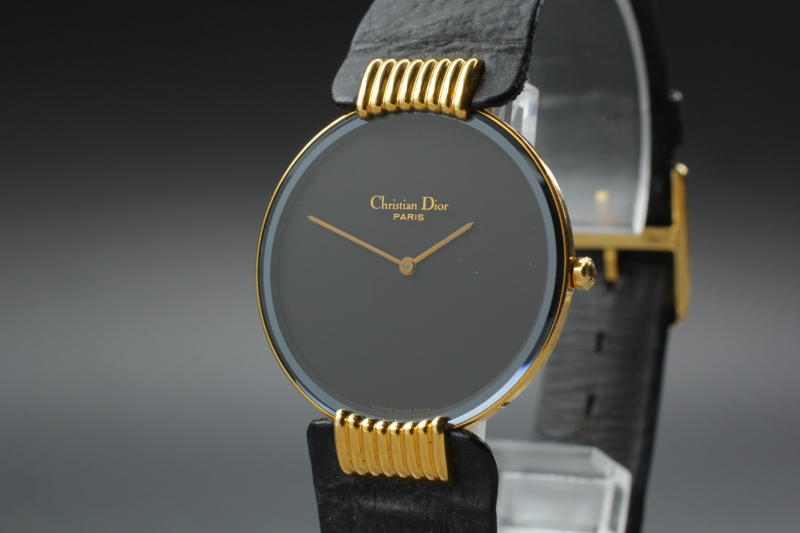 Dior Bagheera 47 153-2 Gold Black Moon Dial 30mm Quartz Womens Watch NEAR MINT