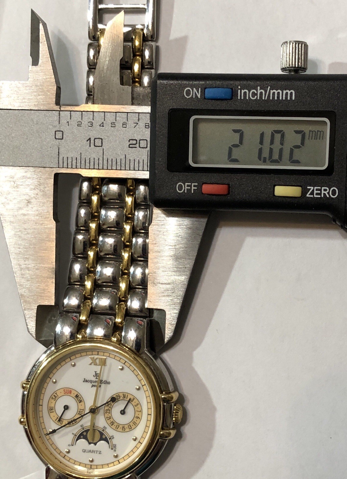 Jacques Edho Paris Watch Moon Phase Day Date with Box – 7 to 8 inch Length