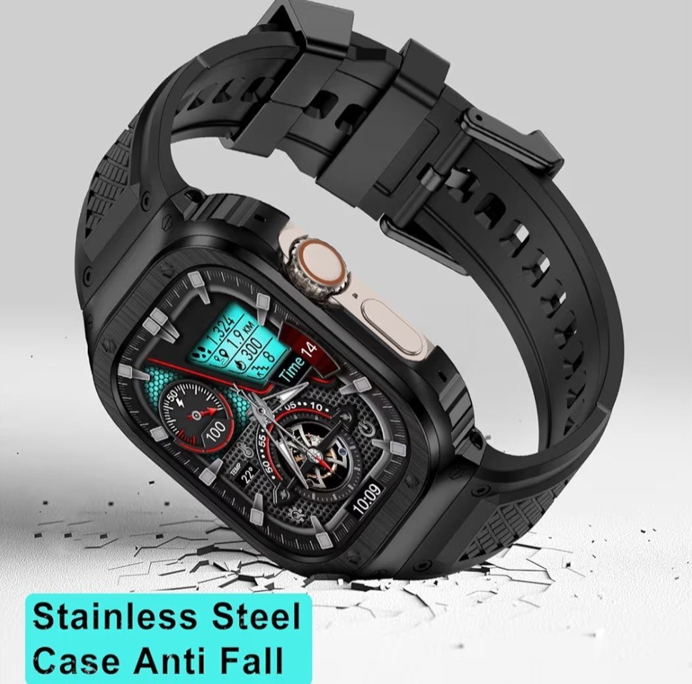 Band with Stainless Steel Case Compatible Apple Watch Series Ultra 1 2 3 49mm