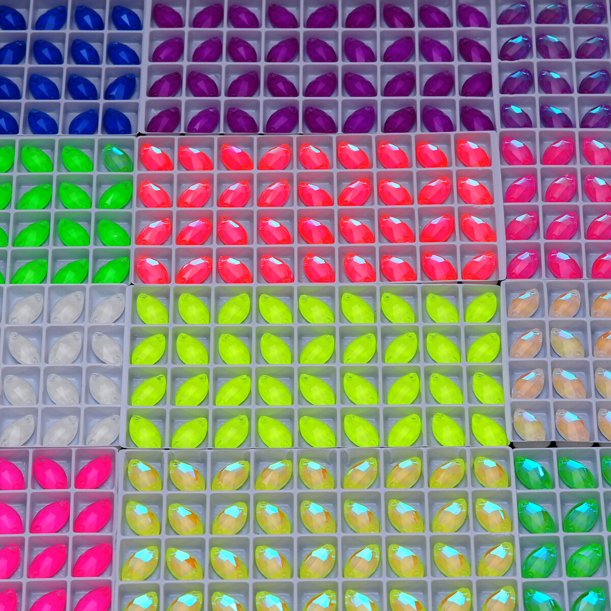 Navette Crystal Neon Sew On Rhinestones Fluorescence Mocha Sewing accessory