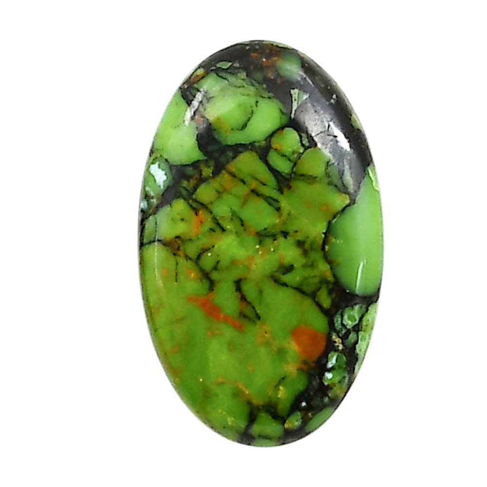 Green Matrix Turquoise 14.2×23.35×3.4 mm Oval Shape Polished Gemstone LS79-05029