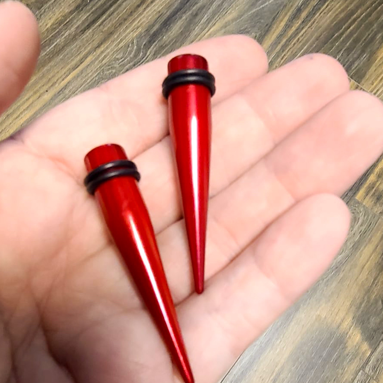 Ear Tapers Metallic Cherry Red Acrylic O-ring 5 Sizes Option Sold as a pair