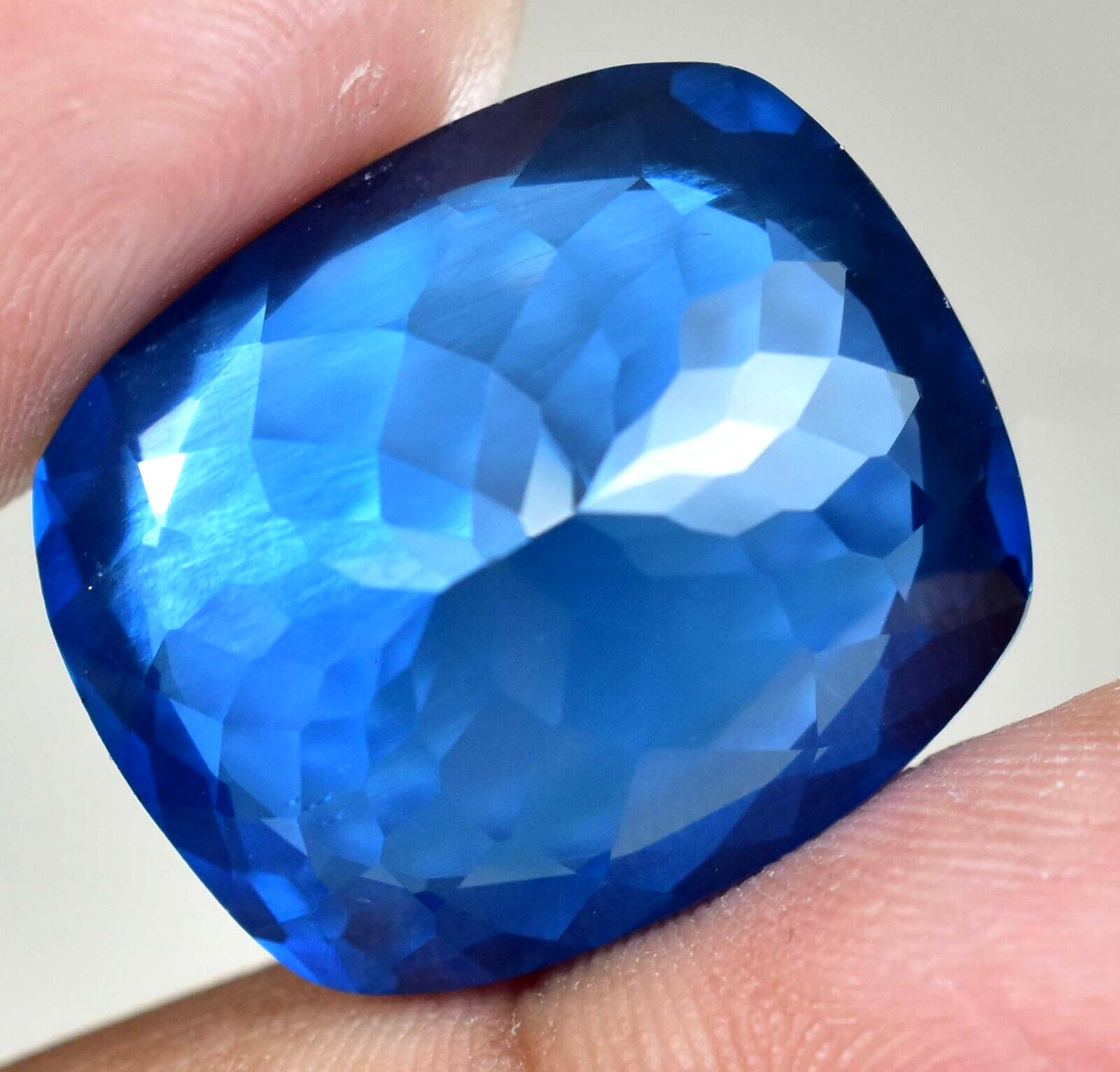 40.55 CT Natural London Blue Topaz AGL Certified Flawless Cushion Cut Gemstone