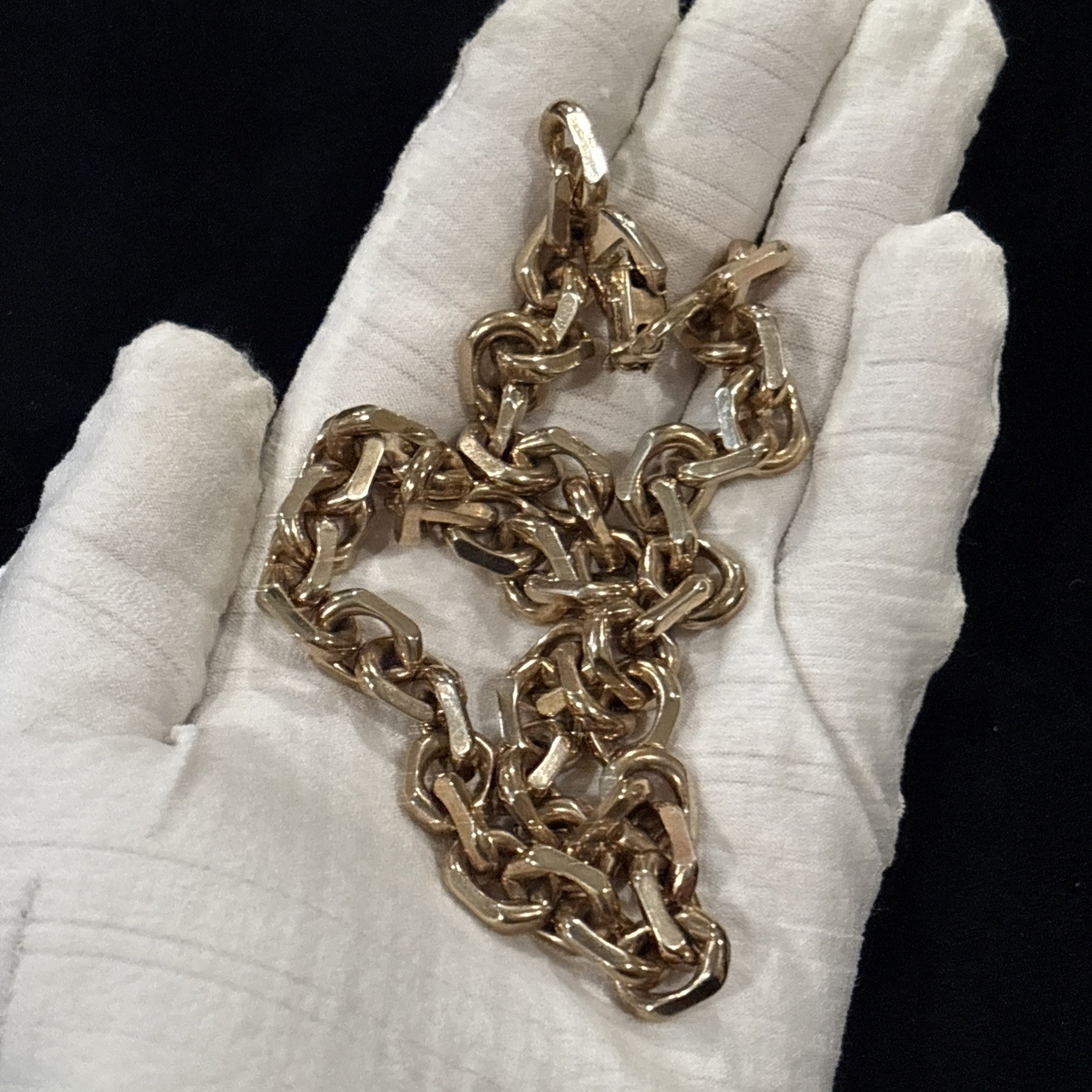 Sperry Gold Tone Chunky Rolo Link Chain Necklace 15” 9.7mm Vintage Signed