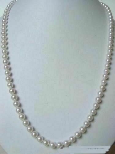 30 Inch Natural 6-7mm AAA+ White Akoya Pearl Necklace With 14kp Gold Buckle 18in
