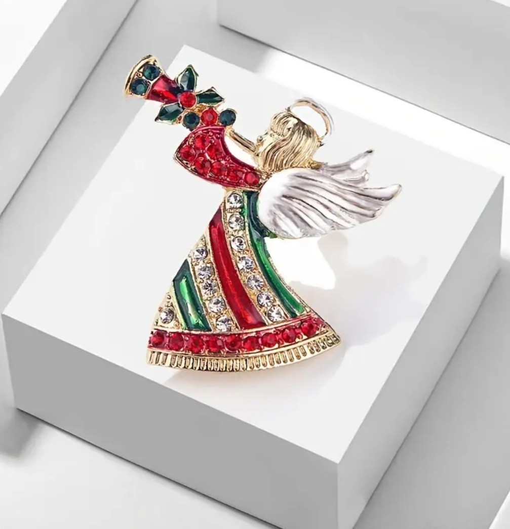 PINK ENAMEL ANGEL SILVER BROOCH PIN~MOTHERS DAY BIRTHDAY GIFT FOR HER MOM WIFE