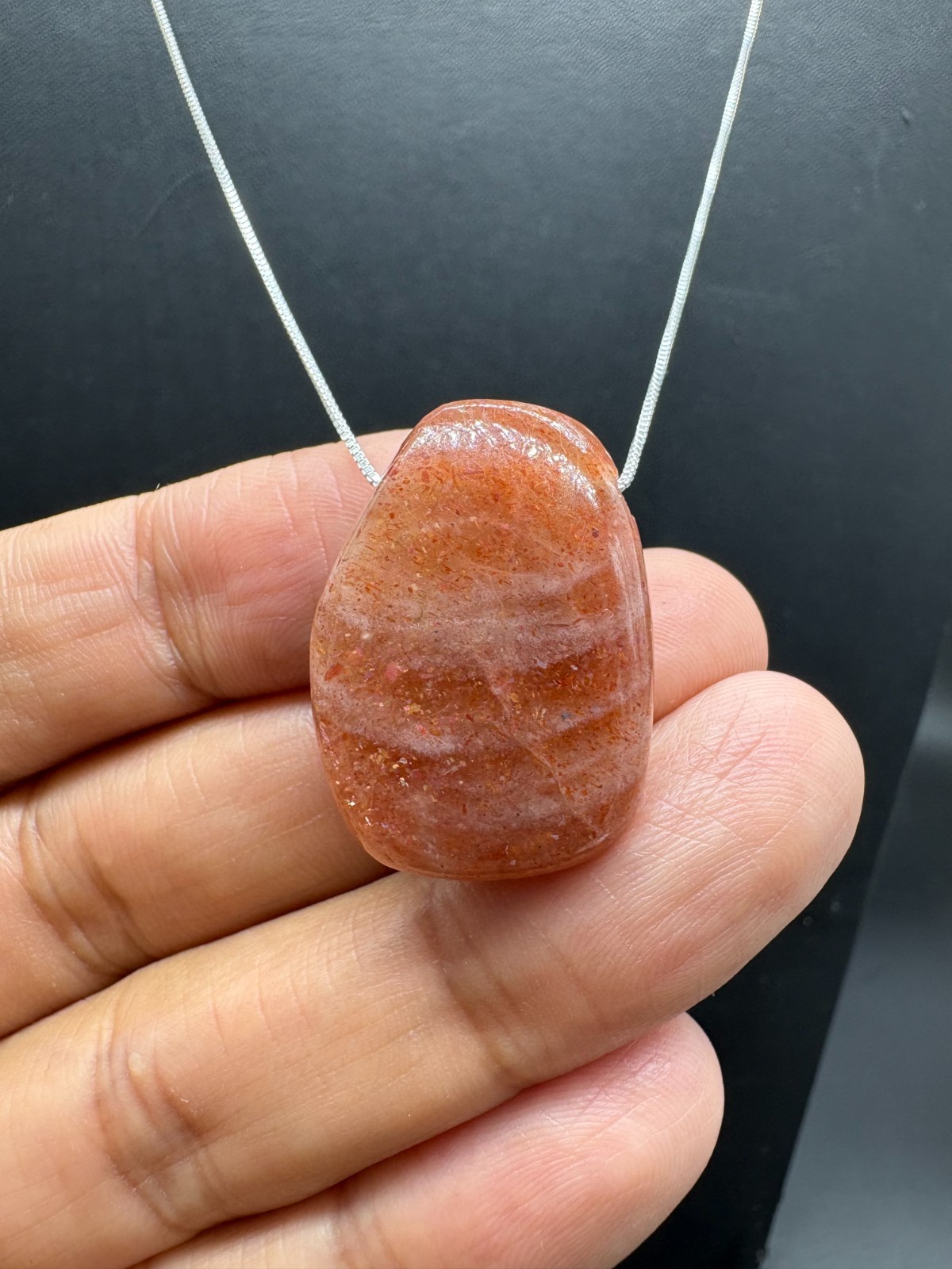 Natural Large Orange Drill Through Sunstone Pendant 44.96 Cts | 28×20.70MM