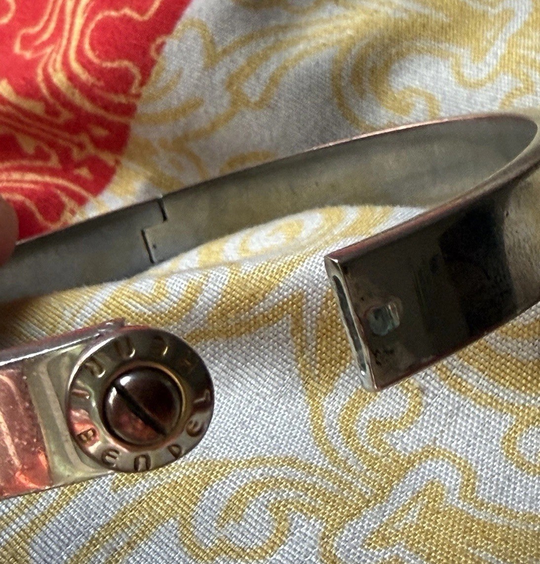Henri Bendel Signed Silver Tone Metal Cuff Bracelet No Stone