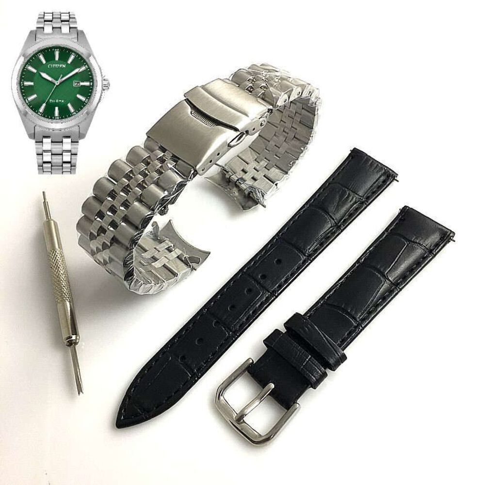 Steel & Leather Replacement Watch Band E111-A0XL502 Citizen Peyten BM7530-50X