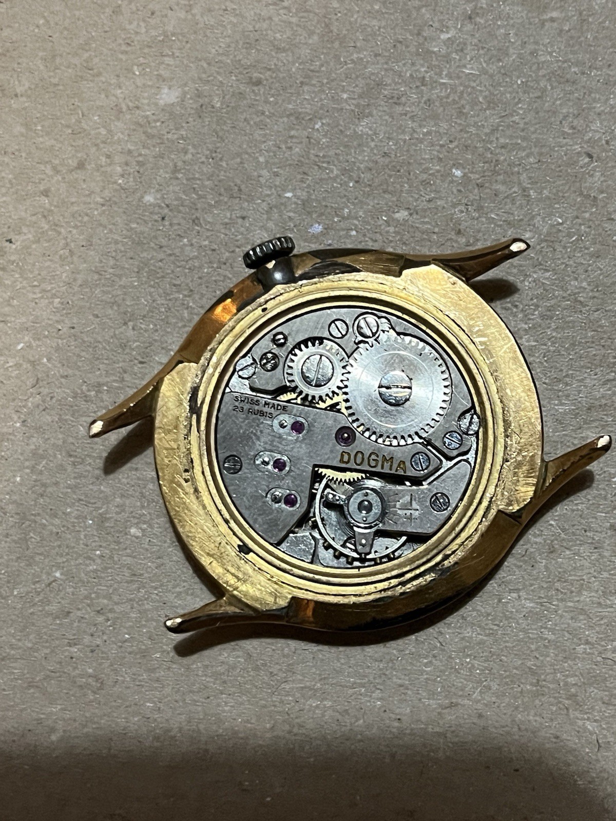 Dogma Prima Vintage Wristwatch 10m . Gold Plated 23 Jewels Not Working .