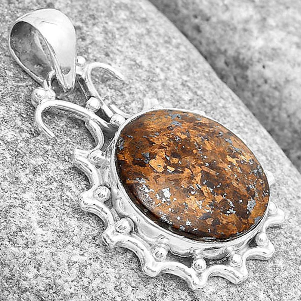 Natural Bronzite 925 Sterling Silver Pendant Jewelry P-1249