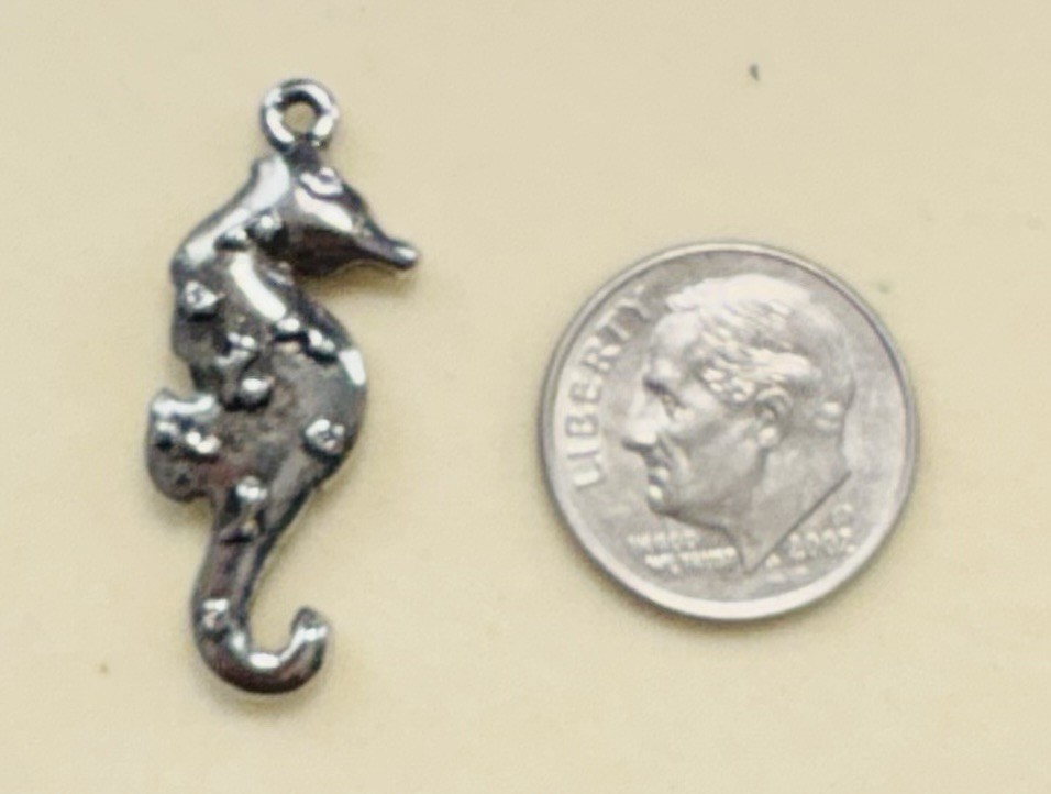 Lot Of 10 Seahorses Pewter Charms Custom Made, Lead Free Nickel Free, USA