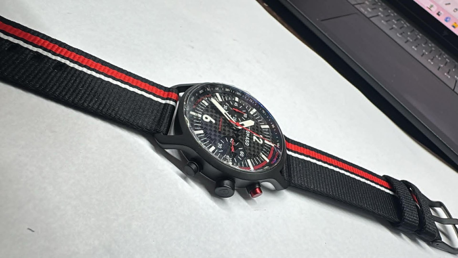 NEW Mens SS 42MM Detomaso SORPASSO watch Chronograph Carbon FIBER Edition (A40)