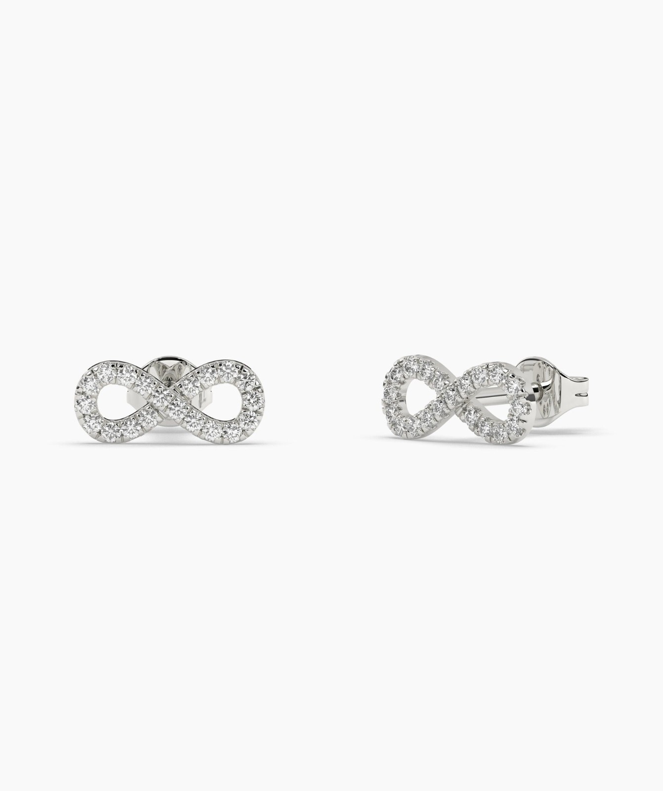 Round Cut Lab Grown Diamond 14K Gold Pave Diamond Infinity Symbol Stud Earrings