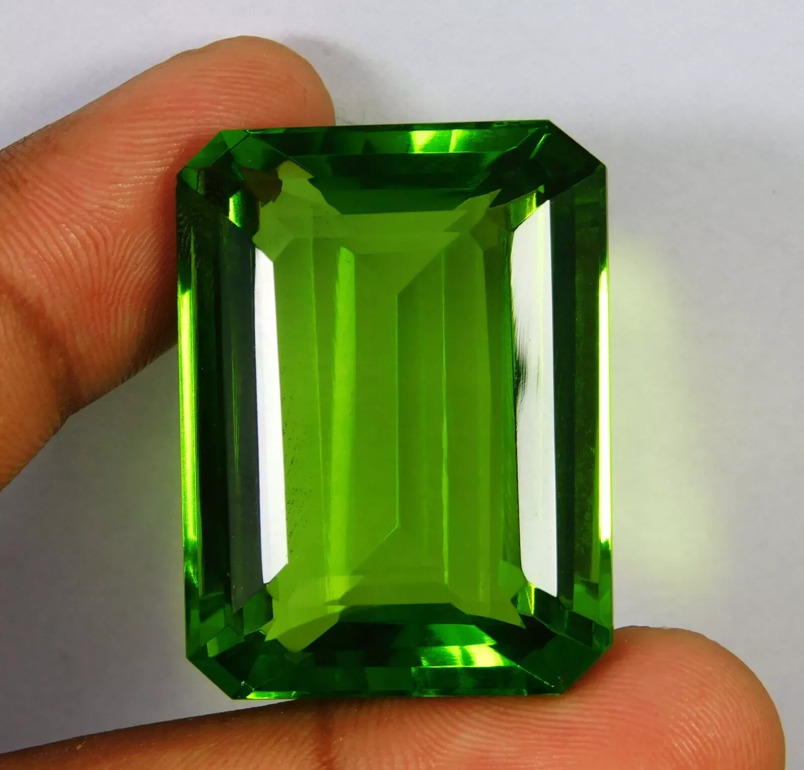 Certified 111.60 Ct Natural Green Peridot Topaz Emerald Cut Loose Gemstone
