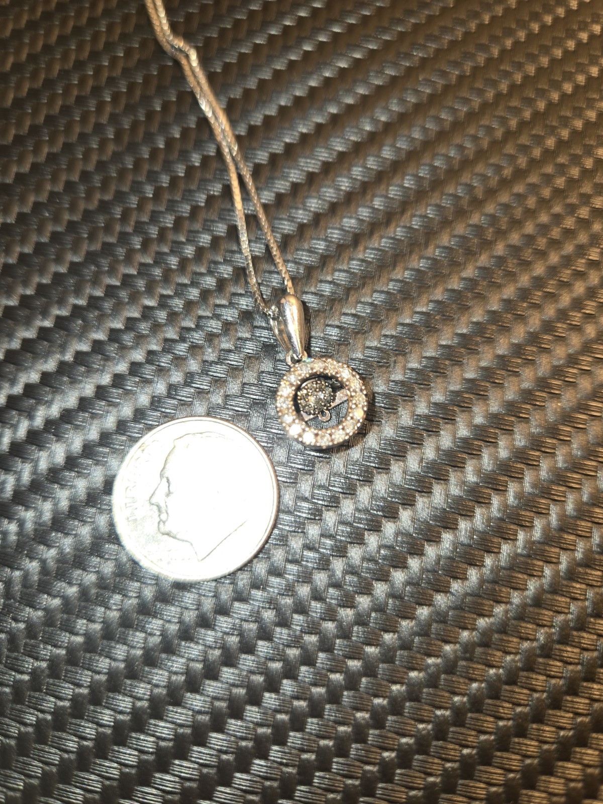 OTC Maker -925 Sterling – Floating Diamond Round Halo Necklace – 18in