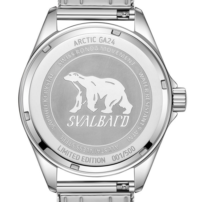Svalbard ARCTIC GA24 Swiss Quartz Steel White Leather Date 24H Men’s Watch
