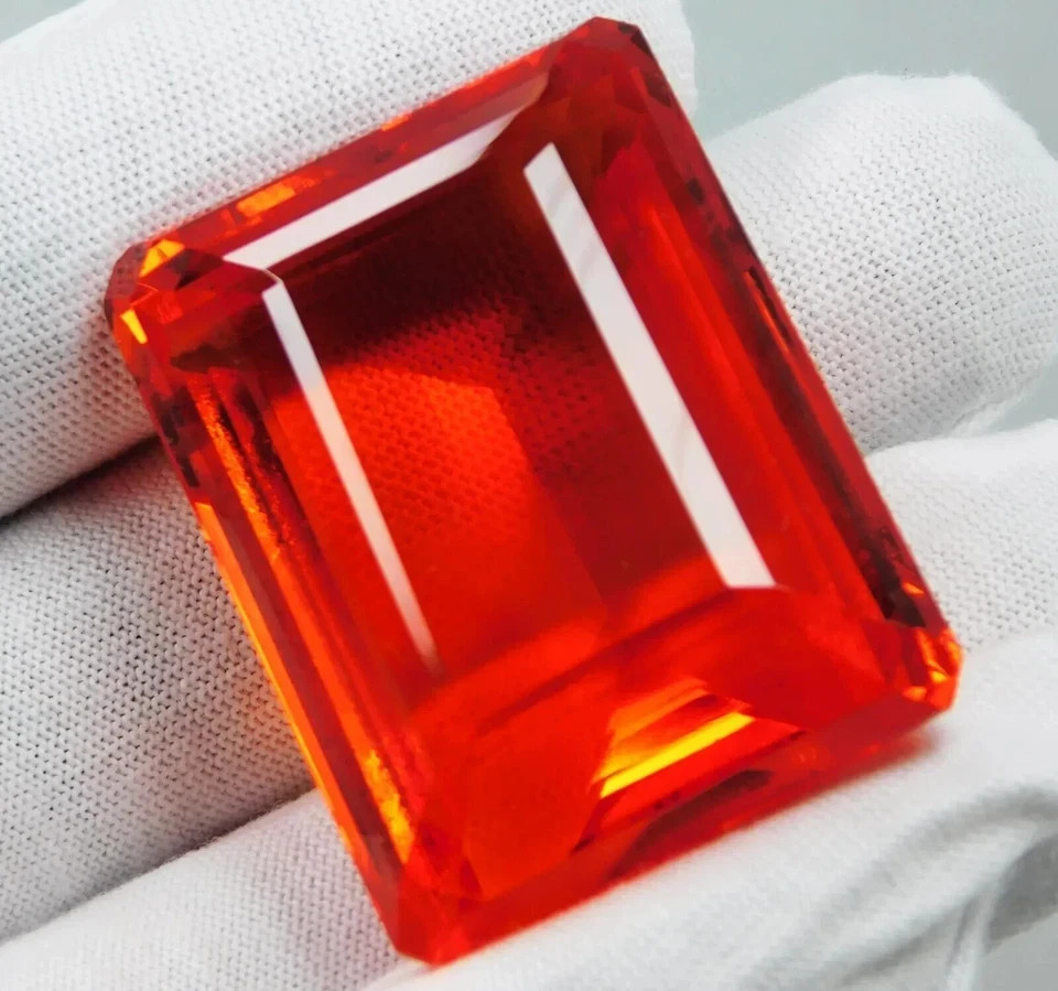 Natural Orange 300 Ct Brazilian Topaz Emerald Cut Loose Gemstone AGL Certified