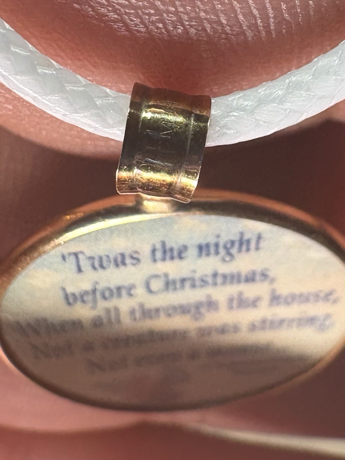 14K Yellow Gold Santa Pendant Night Before Christmas Quote 34mm 2.8mmB 3.0G MC