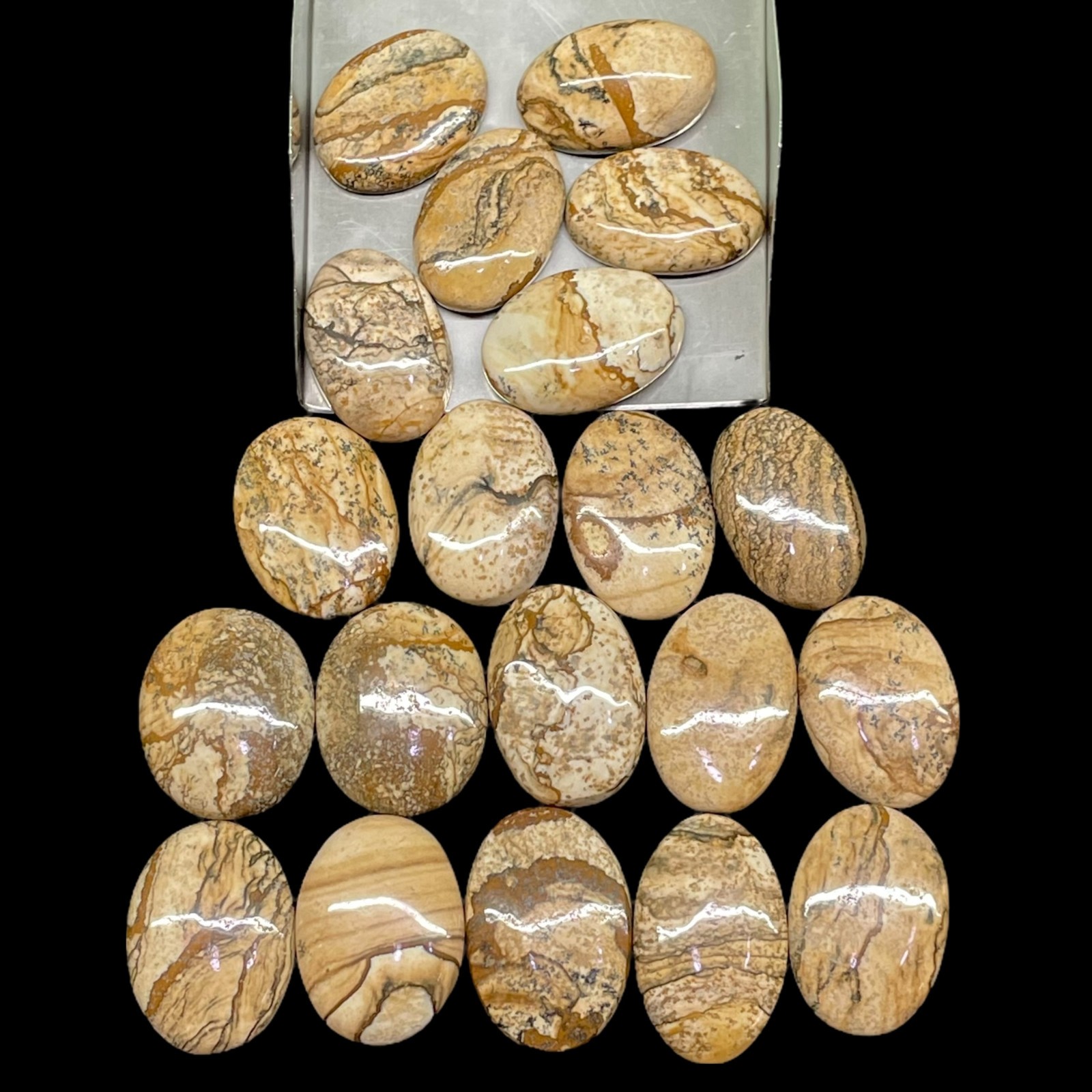 20 Pcs Natural Picture Jasper Cabochon Lot 25-29mm Loose Untreated Gemstones