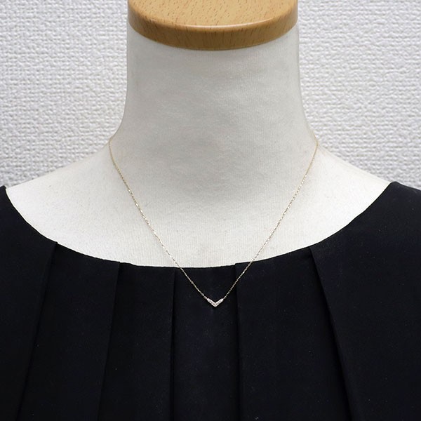 ETE K10YG DIAMOND PENDANT NECKLACE 0.04CT V SHAPE – Auth free shipping from Japa