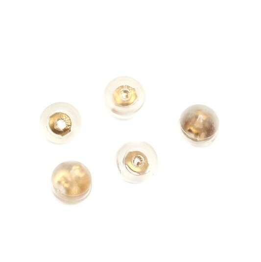 10 Small Soft Silicone Mushroom Bubble Gold 5mm Earnuts Earring Clutch Backs