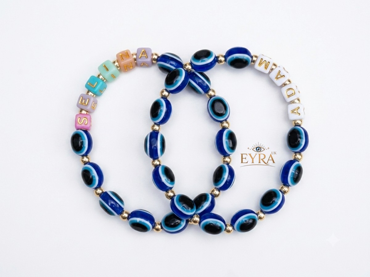 Custom Name Personalise Evil Eye Bracelet, Customise Bracelet, Name Bracelet
