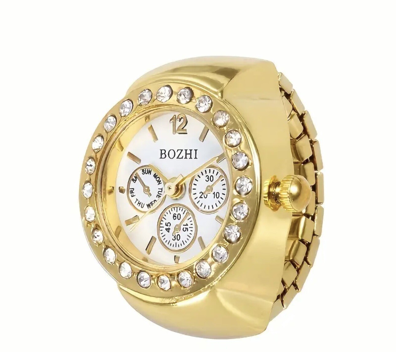 Watch Ring Bozhi Glod&White 2cm Adjustable Size USA Seller 🇺🇸