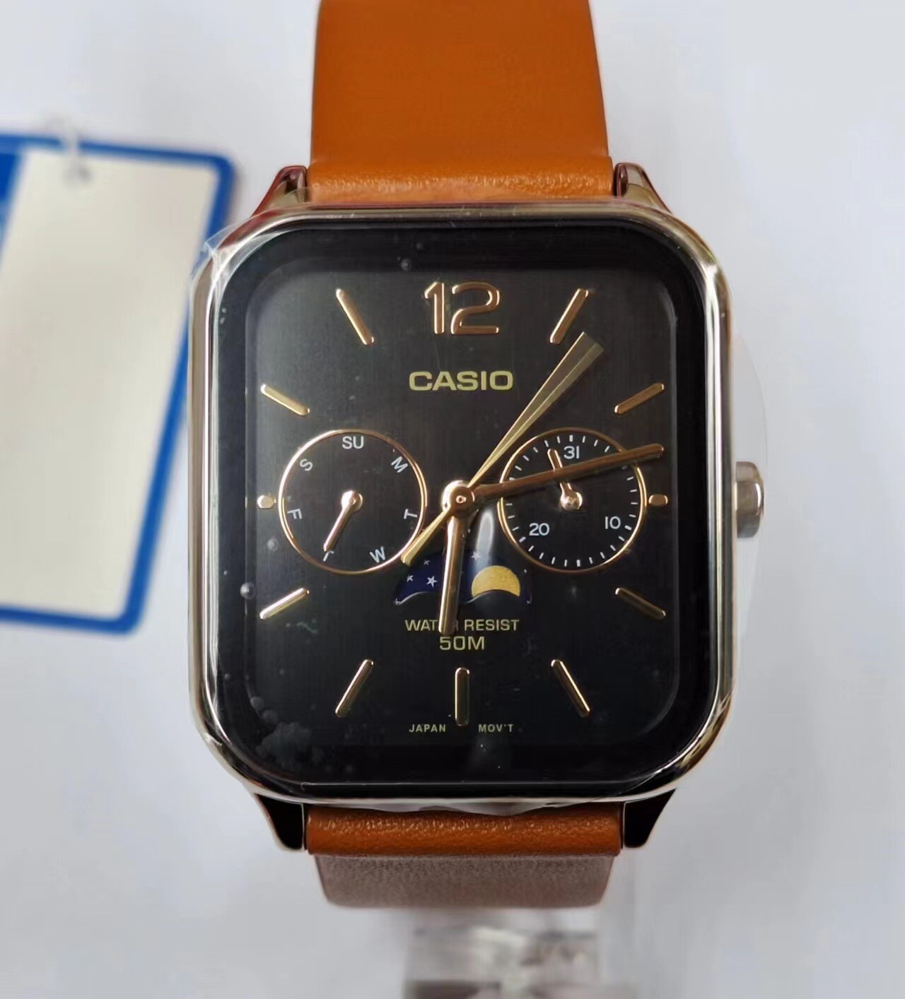 Casio MTP-M305L-1A Moon Phase Quartz Brown Leather Band Men’s Watch MTPM305L1A