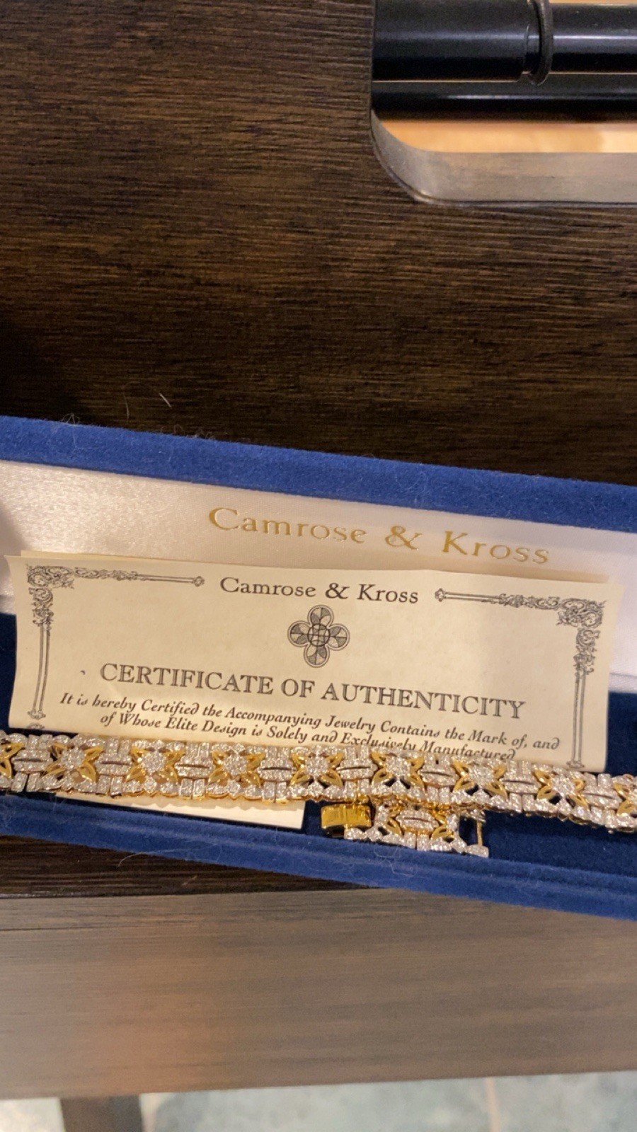 Camrose & Kross Gold Tone Tennis Bracelet Clear Baguette Crystal