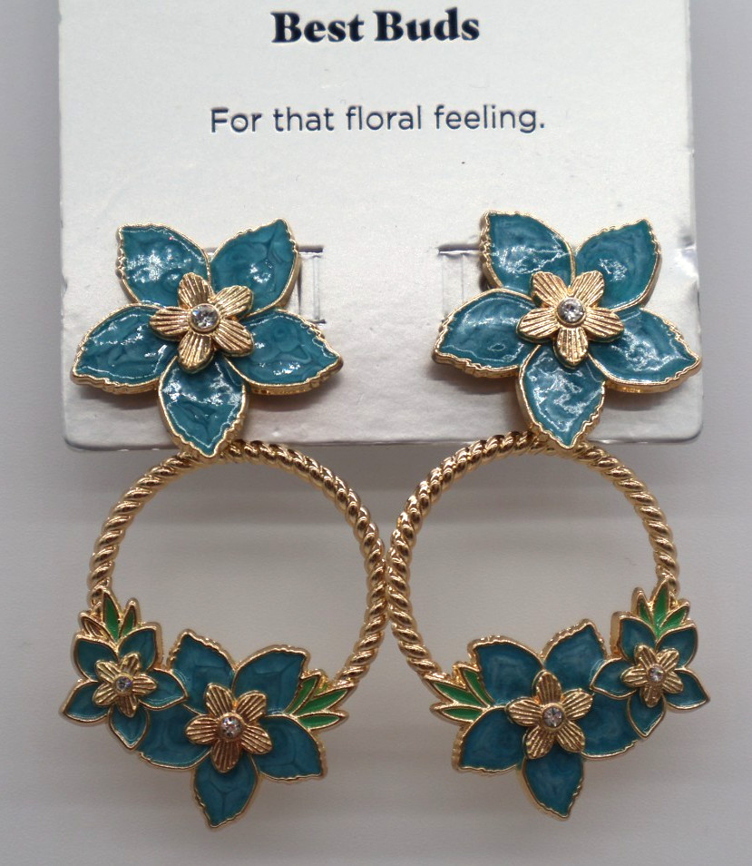 SUGARFIX by BaubleBar Best Bud Earrings Flowers Blue Floral NWT