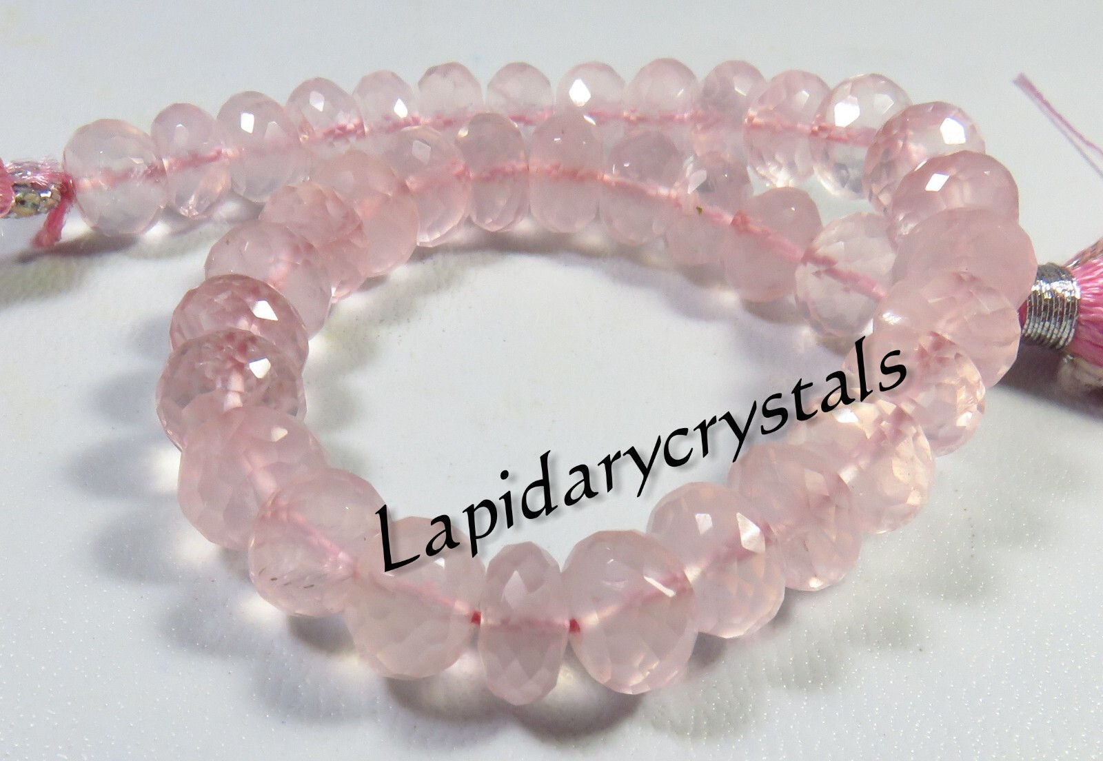 Natural Quartz Pink Rose Rondelle Faceted Gemstone Beads 8-8.5 mm DIY Use LC-829