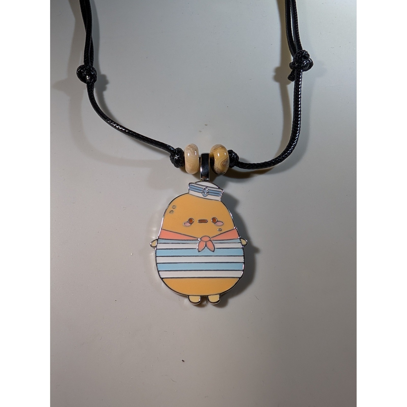 Smoko Tayto Potato Sailor Repurposed Enamel Pin Adjustable Cord Necklace 14-27in