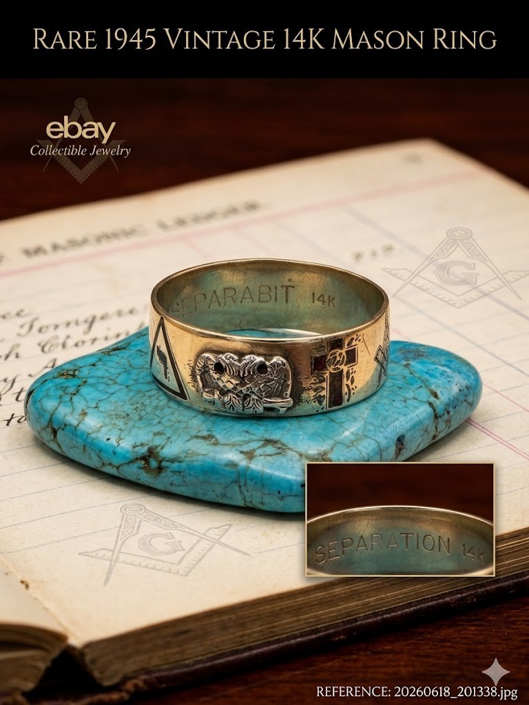 14K Scotish Masonic Ring Insciption “Virtus Junxit Mors Non Separabit,” Antiq