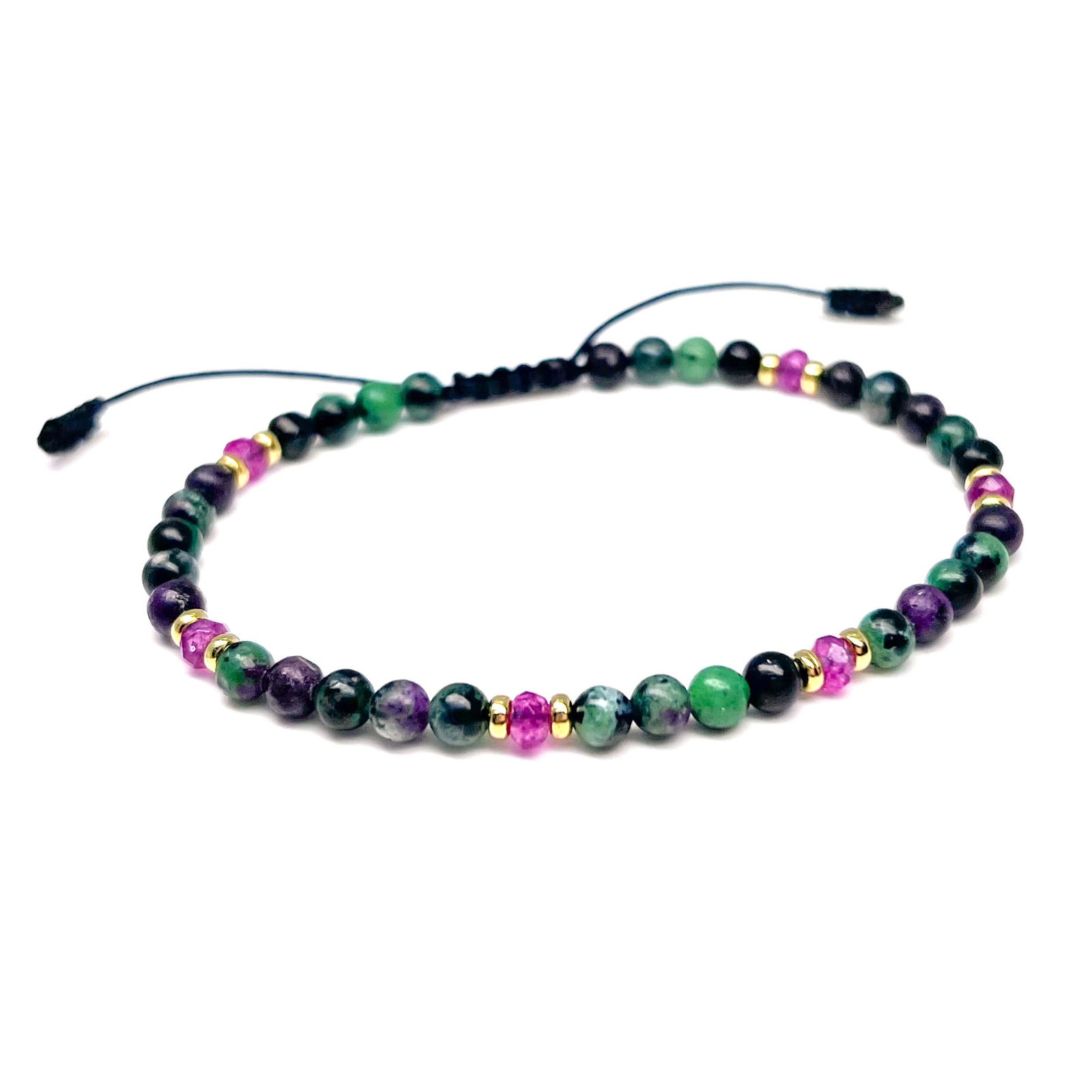 4mm Ruby Zoisite and Pink Jade Bead Anklet, Chakra Healing, Spiritual Growth