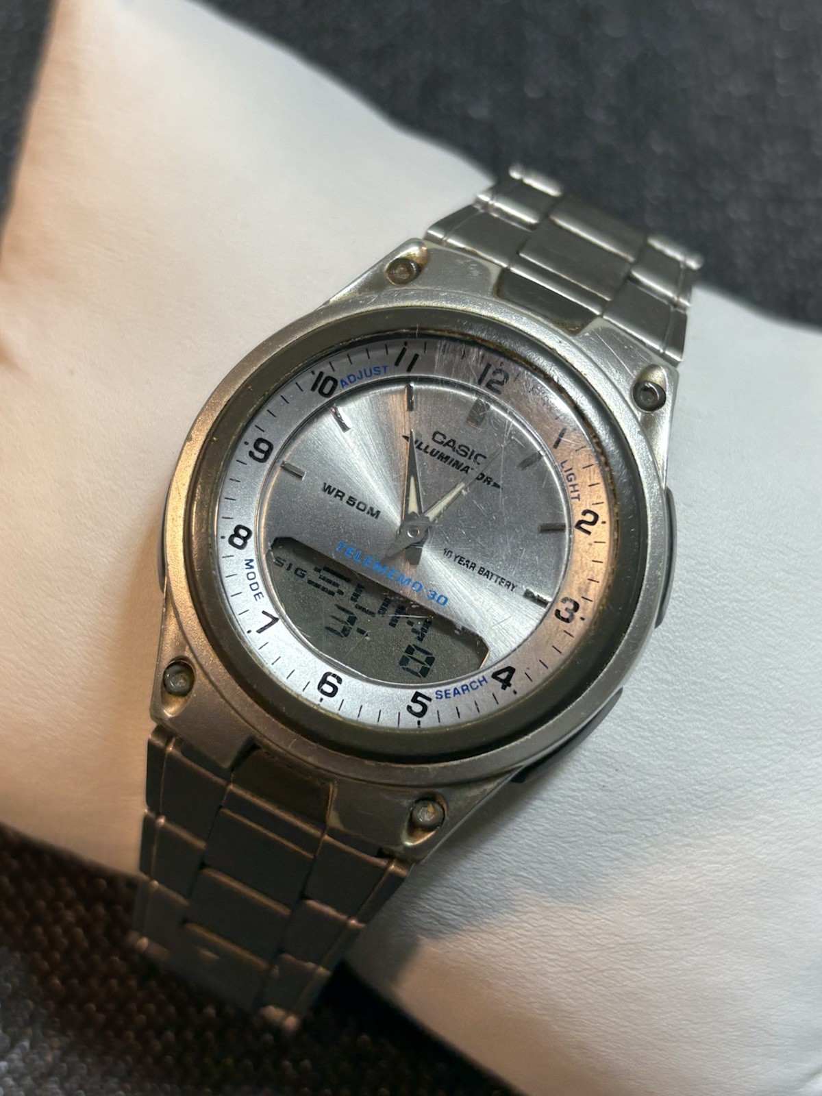 Casio Illuminator 2747 AW-80 World Time Telememo 30 Ana-Digi Watch Runs,#2