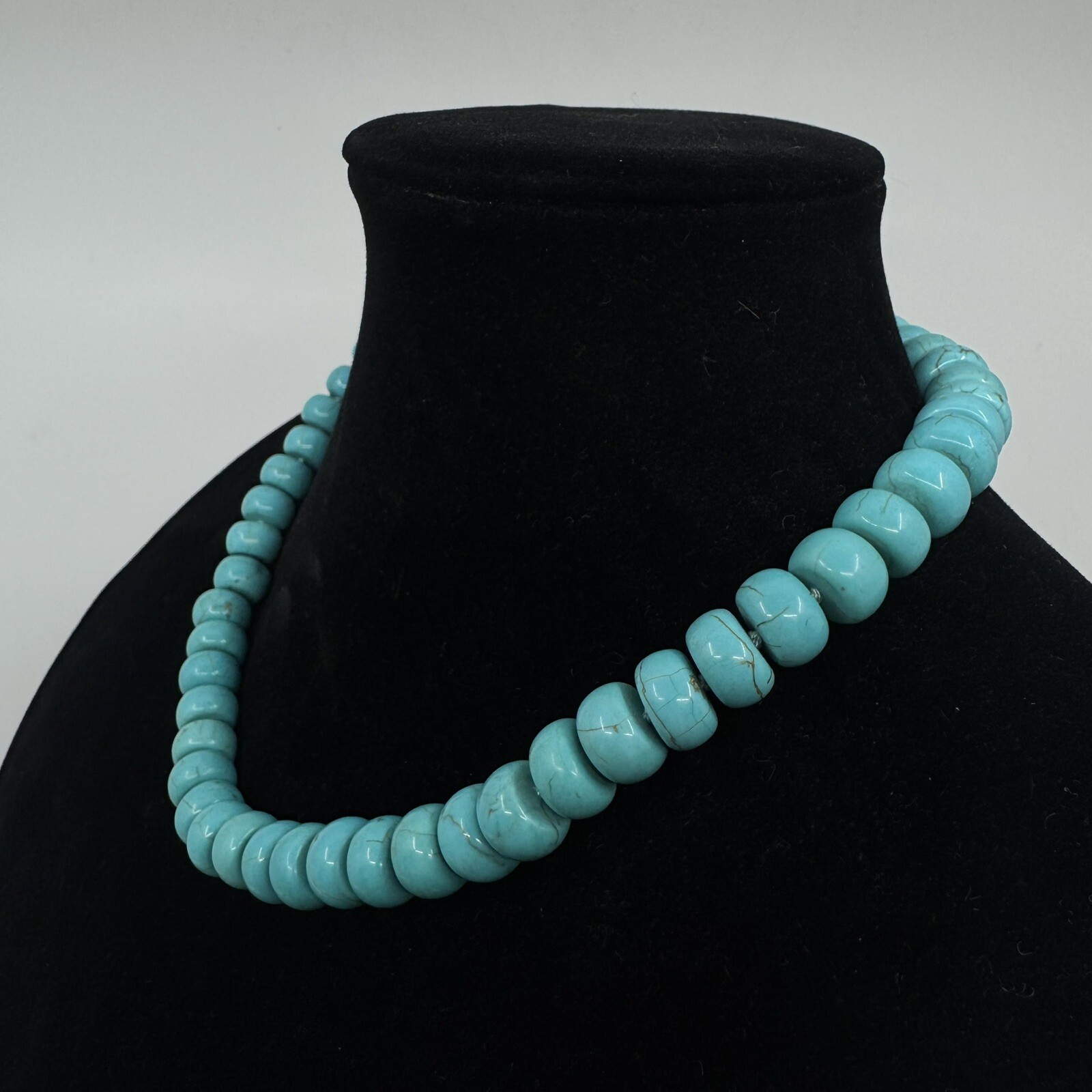 Knotted Turquoise Dyed Howlite Necklace 12.3mm 18”