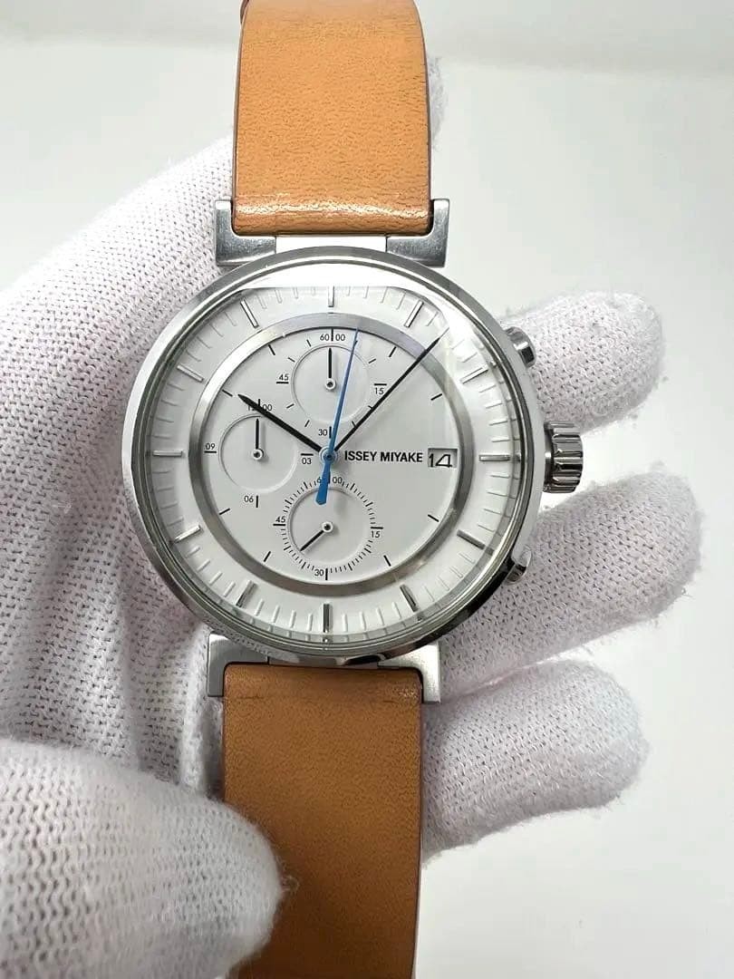 Issey Miyake W Chronograph Mens Watch, Analog Chronograph Leather Timepiece