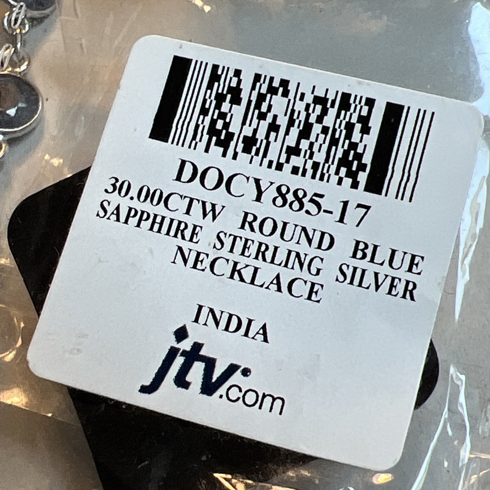 925 Sterling Silver Necklace Round Blue Sapphire Necklace 17″ #JN3