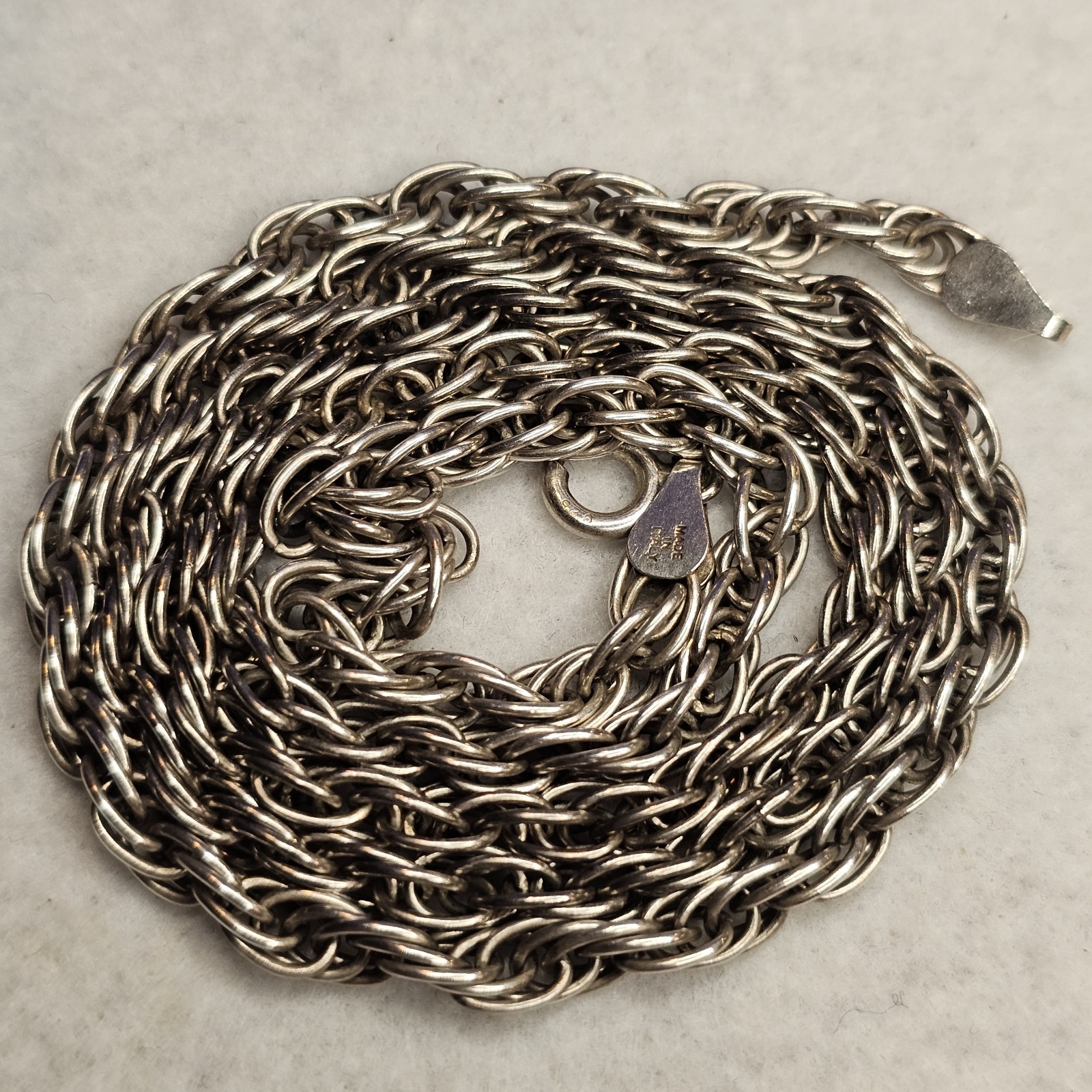 925 Milor Italy Sterling Silver 4.7mm Rope Chain 24” 28g Solid Mens