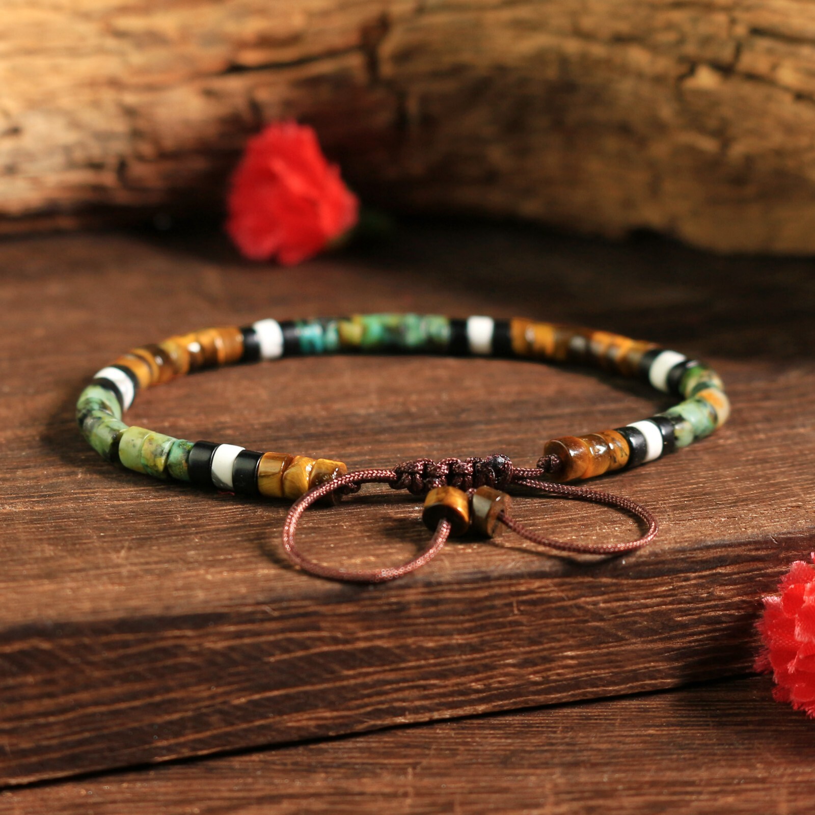 African Turquoise Tiger Eye Tube Beads Healing Dainty Women Men Lucky Bracelet